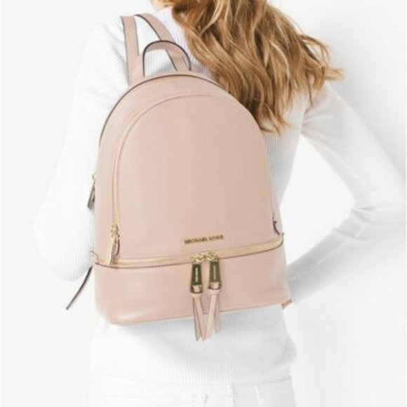 Michael Kors Rhea Zip Medium Size Backpack Soft Pink Leather New Sealed - Picture 4 of 11